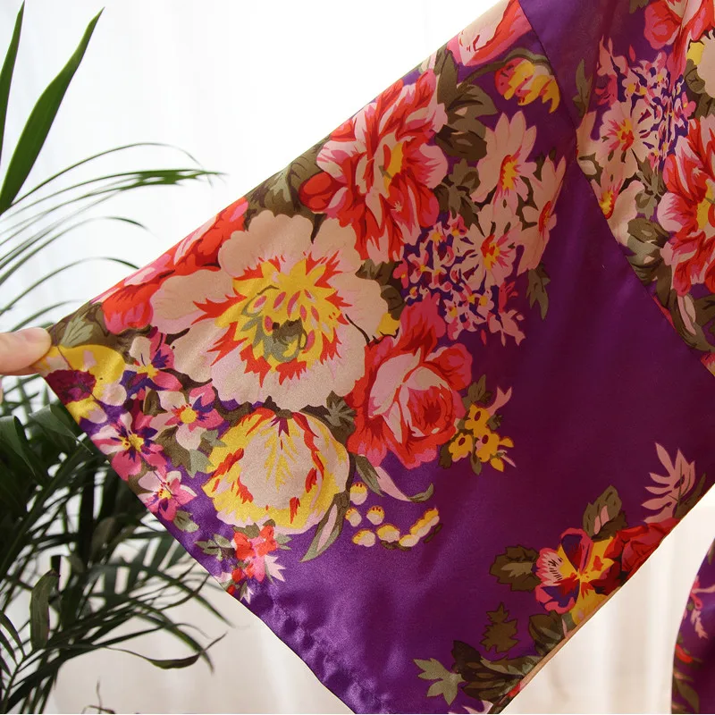 Фиолетовый сексуальный большой размер атласный ночной халат банный идеальный