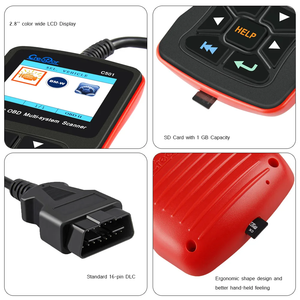Автомобильный диагностический сканер obd II Creator C501 BM + OBD 2 многосистемный