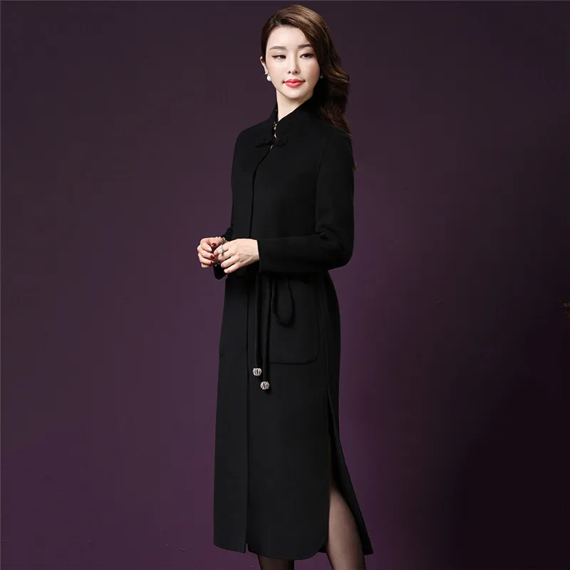 Женское шерстяное пальто среднего возраста осенняя длинная новая шерстяная
