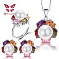 hengsheng top big pearl 10 11mm women jewelry sets cultured freshwater pearl jewelry pendantsearringsrings for women