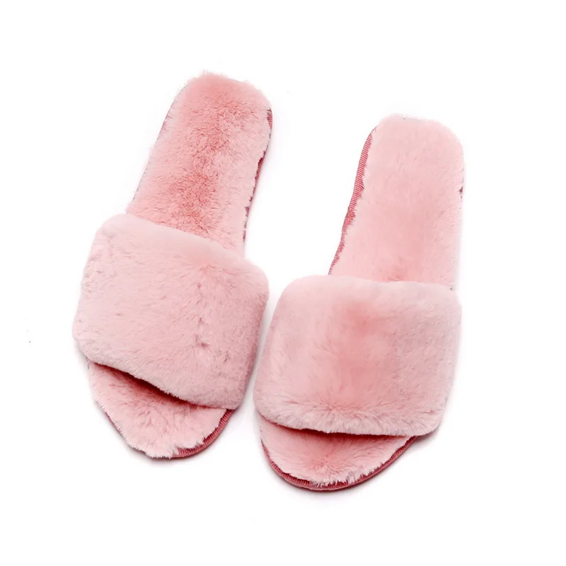pink2 LASPERAL/зимние женские домашние тапочки с искусственным мехом; модная домашняя теплая обувь; женские слипоны на плоской подошве; женские шлепанцы; Цвет Черный; размер 41 - Цвет: pink2