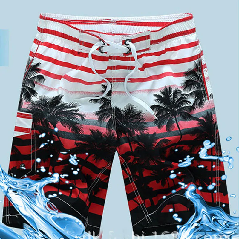 Гавайский Пляж Шорты Мужчины Полосатый Человек Совета Шорты Boardshorts Купальники Стволы Сетка Выстроились Quick Dry Доска Для Серфинга - Цвет: red shorts