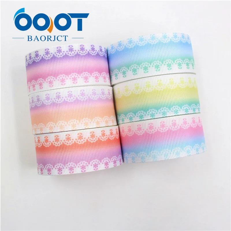 6 each one yards OOOT BAORJCT I-19603-1370, 25 мм 10 ярдов геометрические термотрансферные печатные корсажные ленты, ленты ремесла, лук кепки DIY аксессуары - Цвет: 6 each one yards
