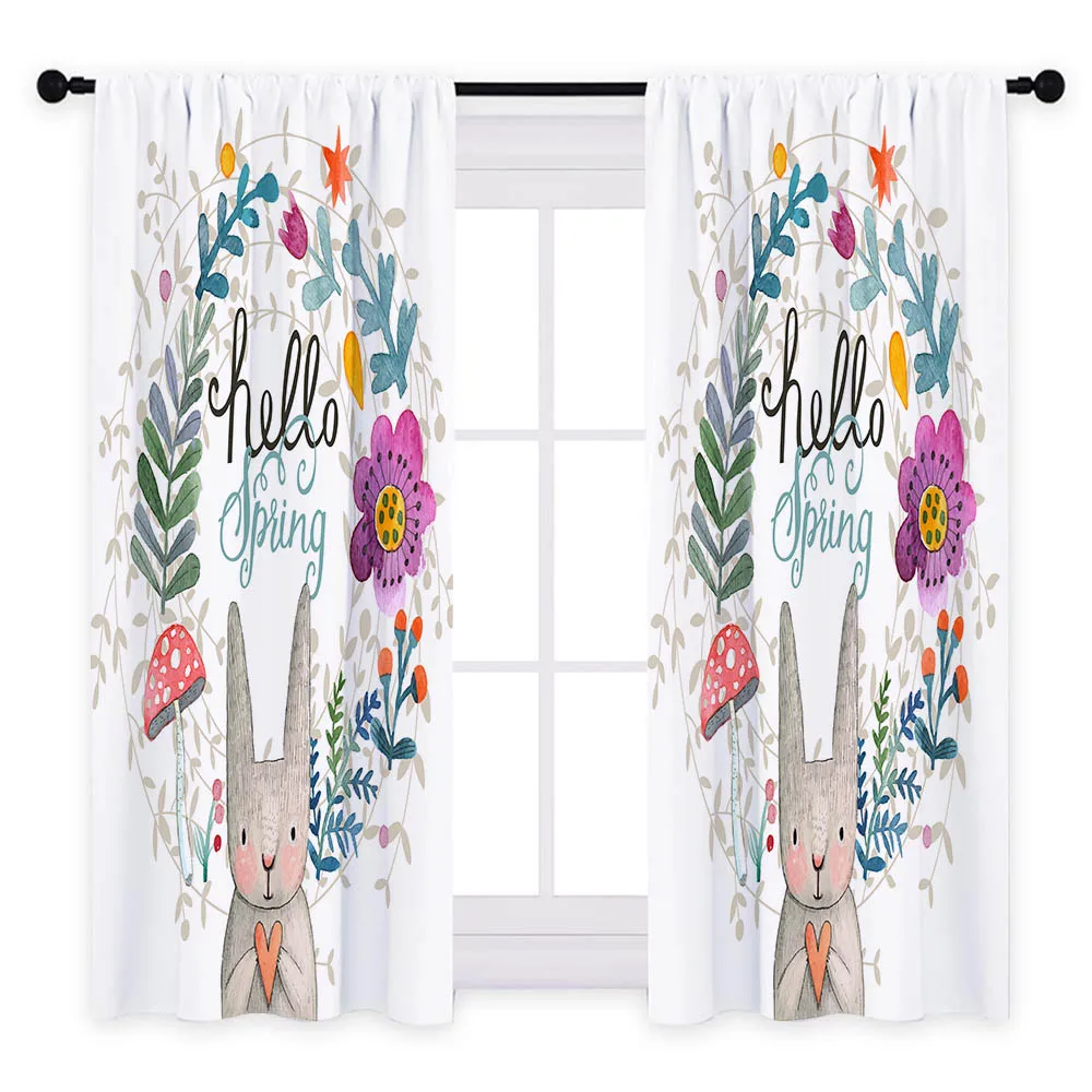 Style D - 2pcs Miracille кроличьи занавески s для гостиной декоративные Мультяшные принты для детской спальни занавески для домашнего окна 60-70% затенение - Цвет: Style D - 2pcs
