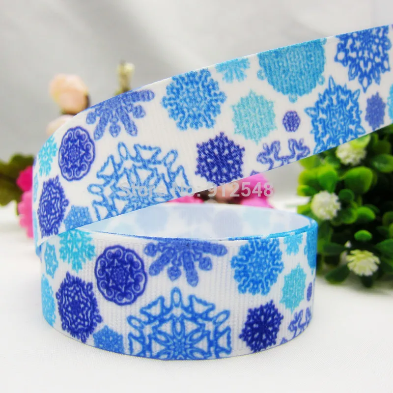 XW92112 22 мм рождественские снежинки серии напечатанные grosgrain ленты DIY материалы