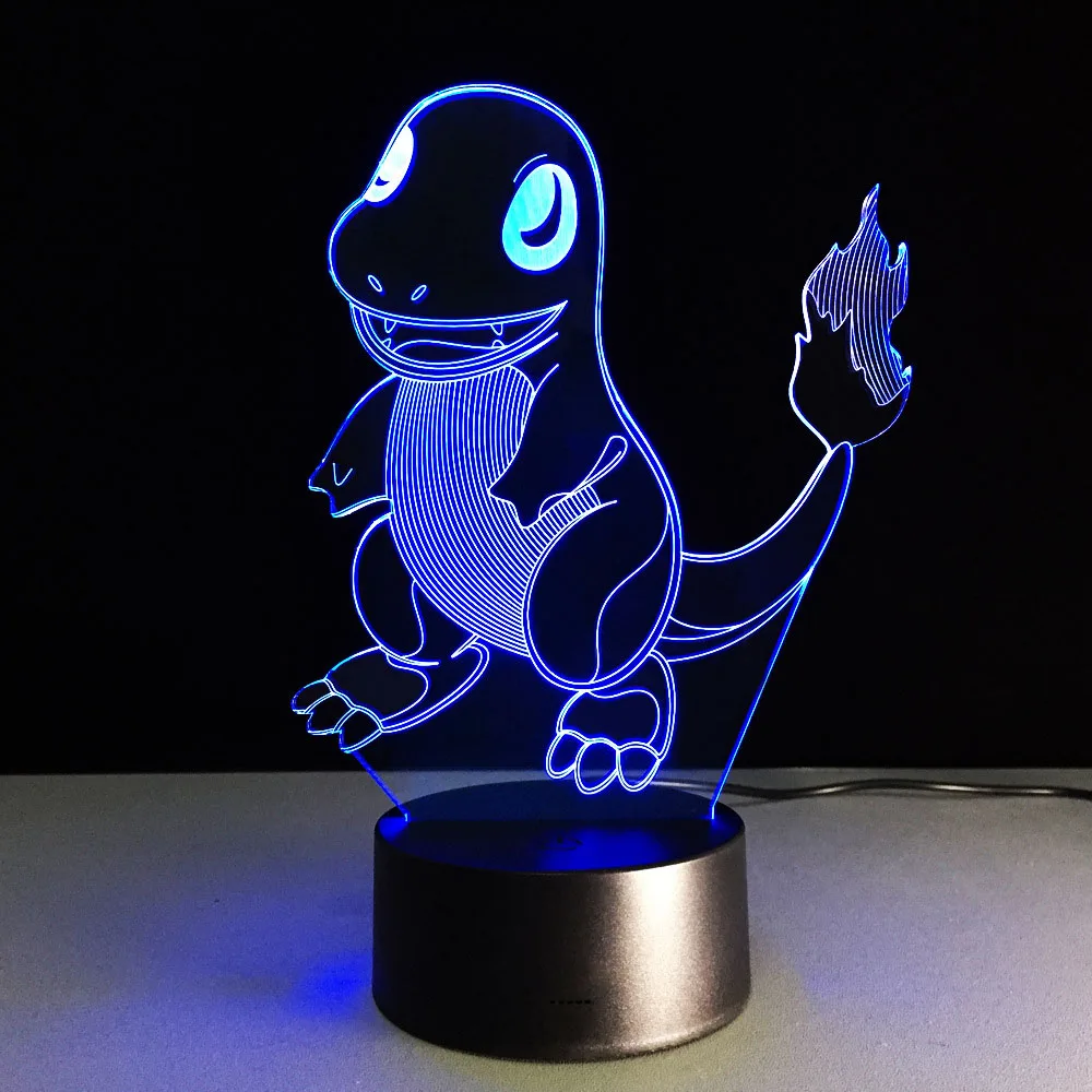 Светодиодные ночные светильники 3d bulbing licht toys Pocket Monster Charmander настольная лампа