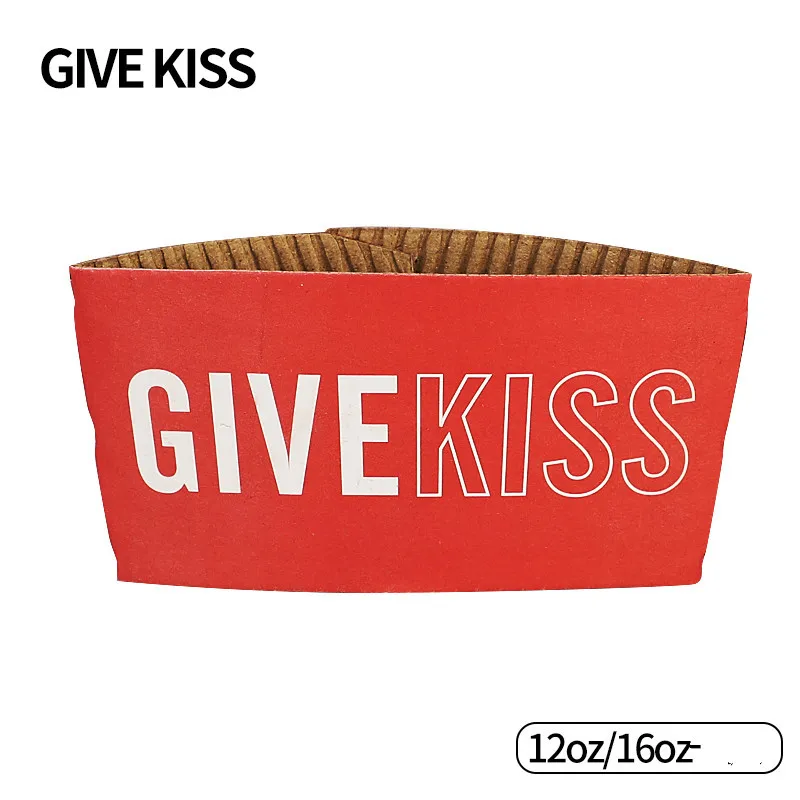 give kiss 100 шт. кофе чашки рукав одноразовый держатель для чашек Merry Рождество украшения чай бумажный стакан для сока рукав анти-чехол с защитой от нагрева Индивидуальные - Цвет: give kiss