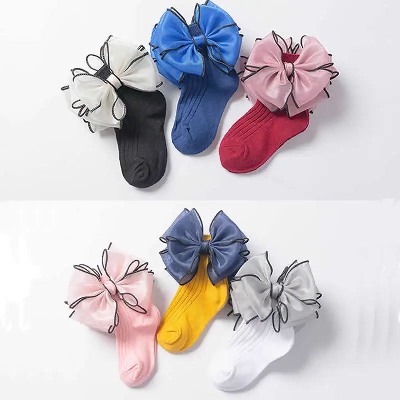 Красивые кружевные носки с бантом для девочек Хлопковые принцессы Модные