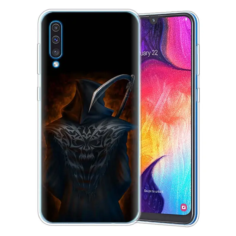 Мрачный Жнец "скелетная" тема, чехол для samsung A50 A70 A60 A40 A30 A20 A20e A10 M30 M20 M10 A7 A9 мягкий чехол для телефона из ТПУ с принтом "Coque