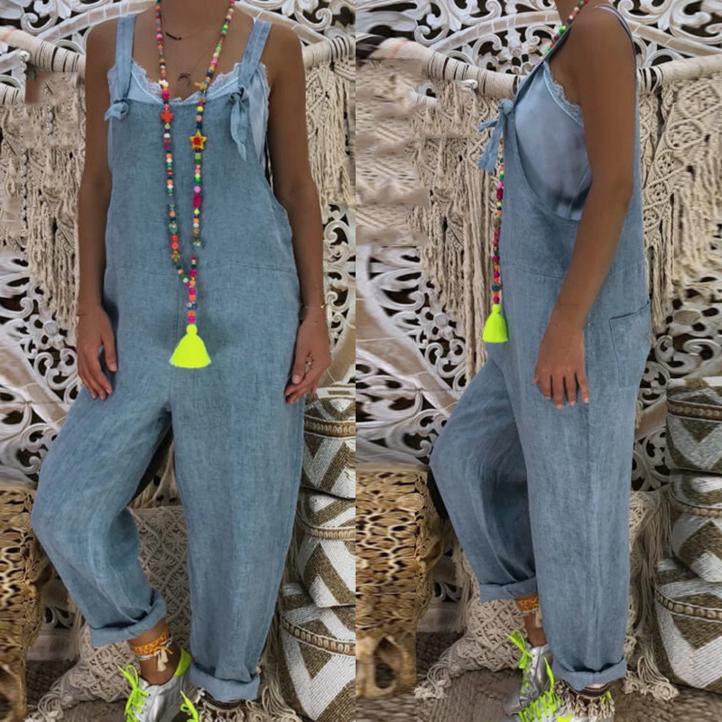 Летние повседневные Комбинезоны свободные широкие комбинезоны костюм