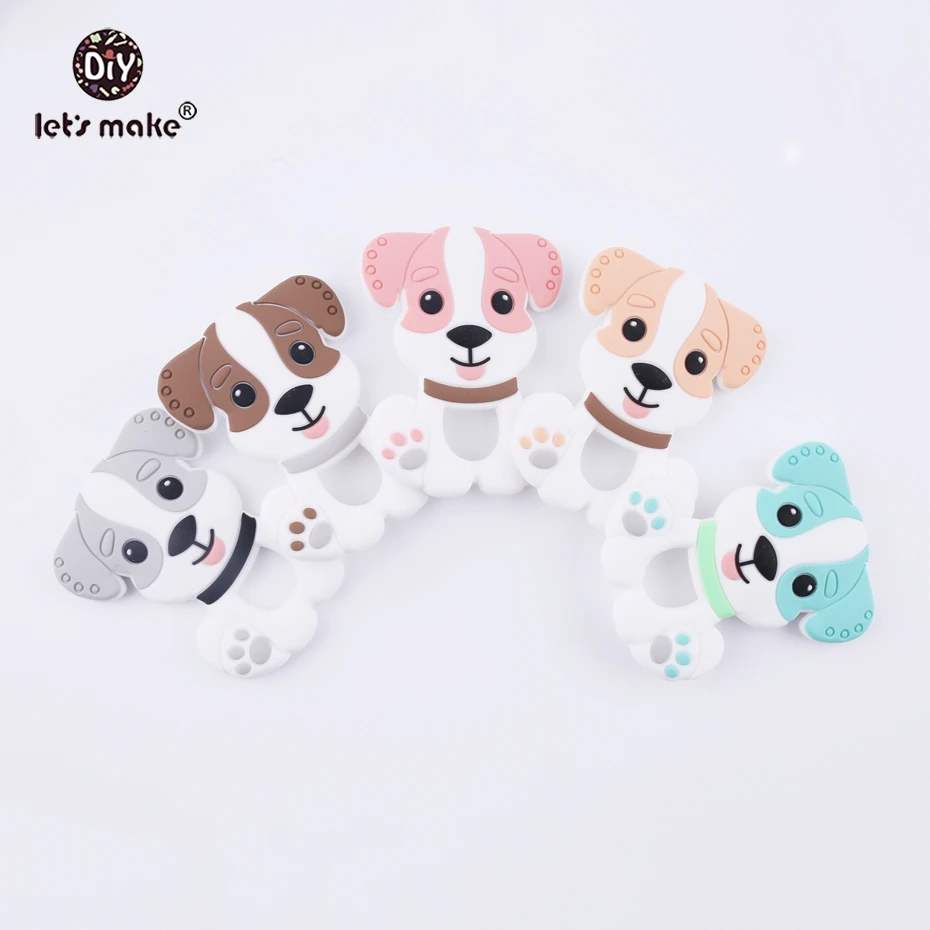 

Let's Make 5pc Pink DIY Nursing Pendant Teething Necklace Making Silicone Cartoon Dog Charms Baby Teether Silicone Toys Teethers