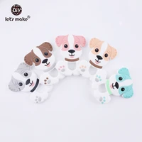 lets make 5pc pink diy nursing pendant teething necklace making silicone cartoon dog charms baby teether silicone toys teethers