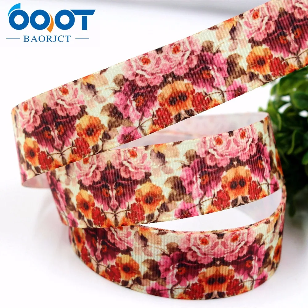 OOOT BAORJCT 175166 22 мм 10 ярд ленты с цветами Термальность печатным рисунком grosgrain