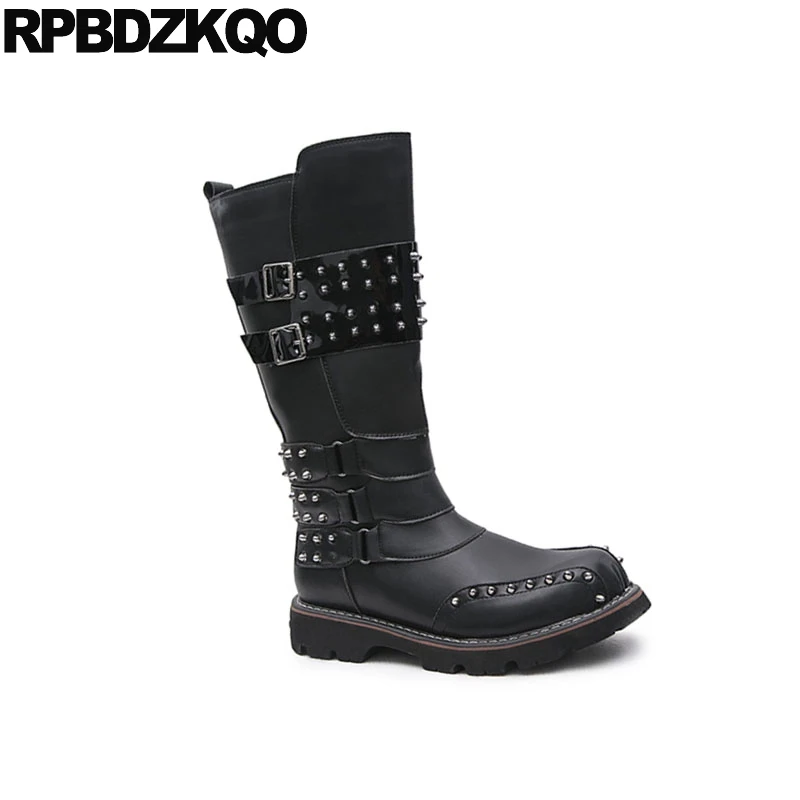 мотоцикл обувь панк искусственный мех заклепка полусапожки зимняя камень