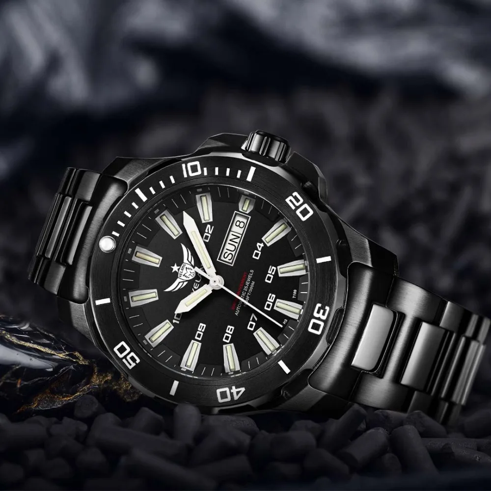 

YELANG V5.1 KELPY Mens Diving 300m Waterproof T100 Tritium Automatic Mechanical Wrist watch with ETA 2836 Movement - Blace Case