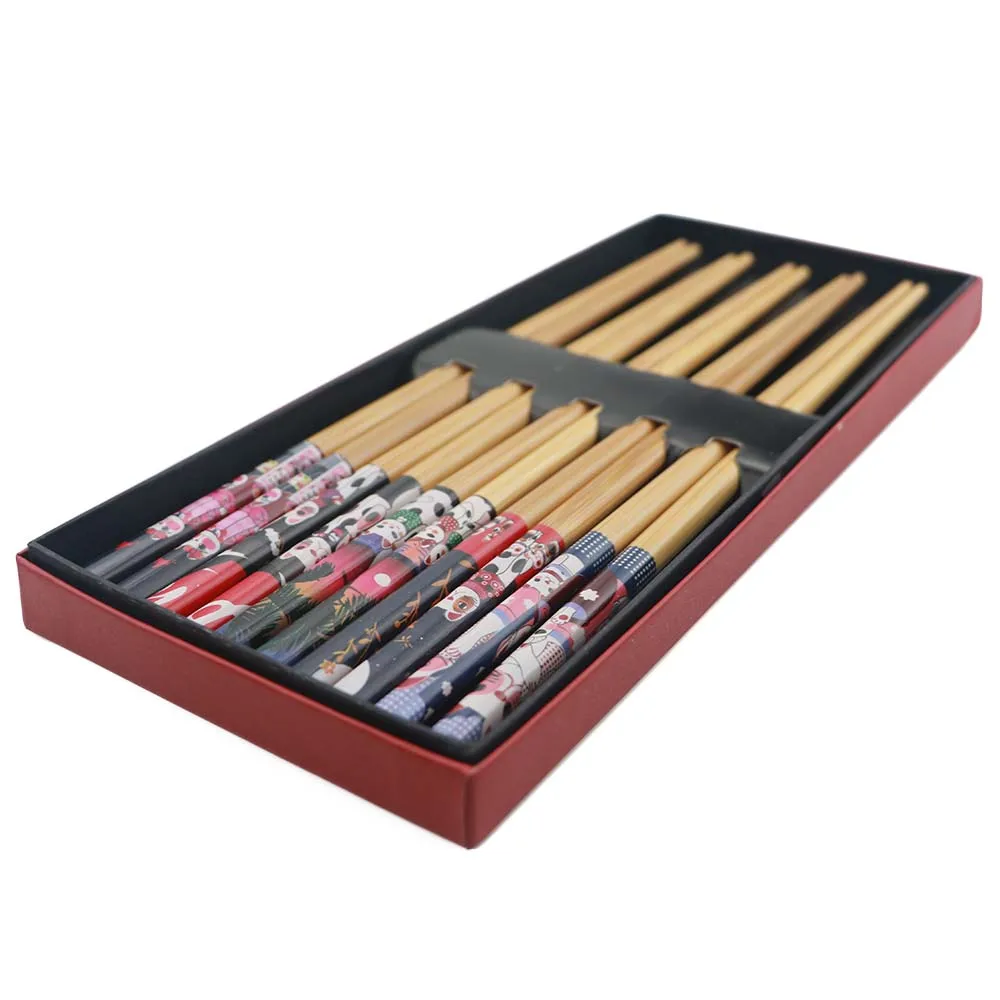 5Pairs Mix Set Палочки дозирующая детская ложка для подарочные коробки китайский деревянный Традиционные палочки для еды Винтаж ручной работы из натурального многоразовые палочки для еды кухонные палочки для еды - Цвет: 5Pairs Mix Set