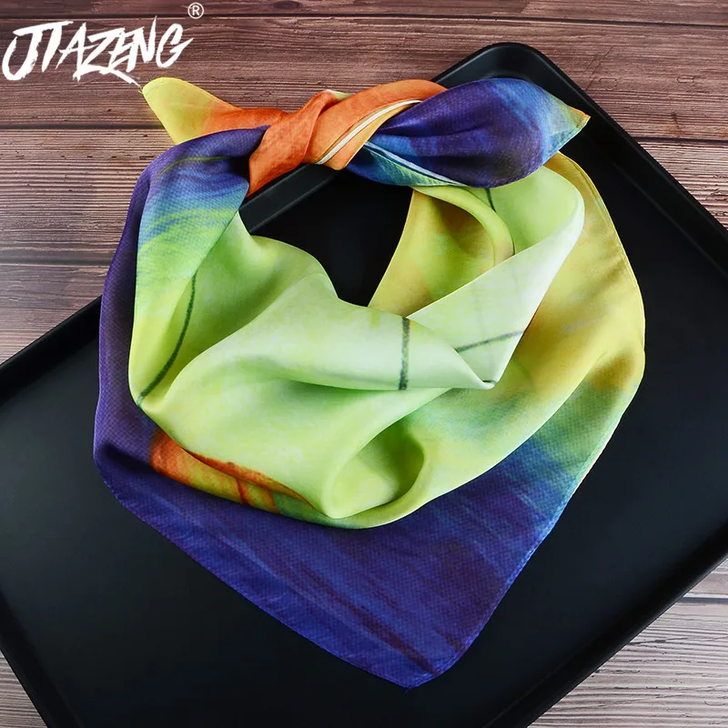 Яркий Цветной тюльпан масляный шарф женский роскошный квадратный шелковый