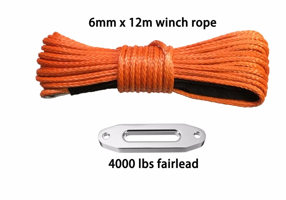 Плазменный кабель 6 мм x 12 м синтетическая лебедка fairlead 4000 фунтов веревка uhmwpe с