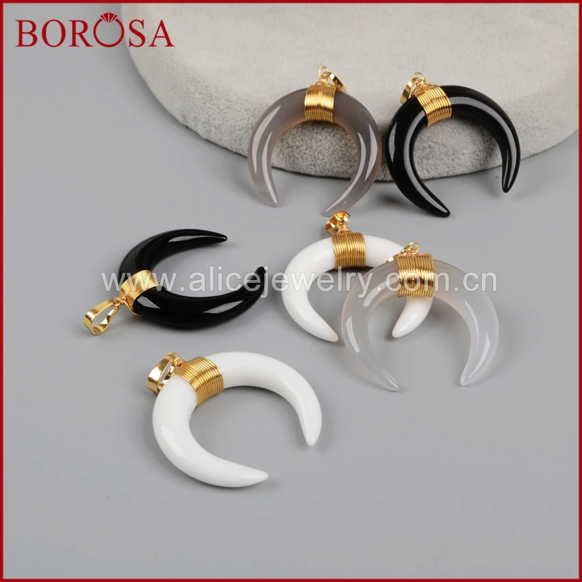 Borosa золотой проволоки Обёрточная бумага Полумесяца Рог черный/белый/серый