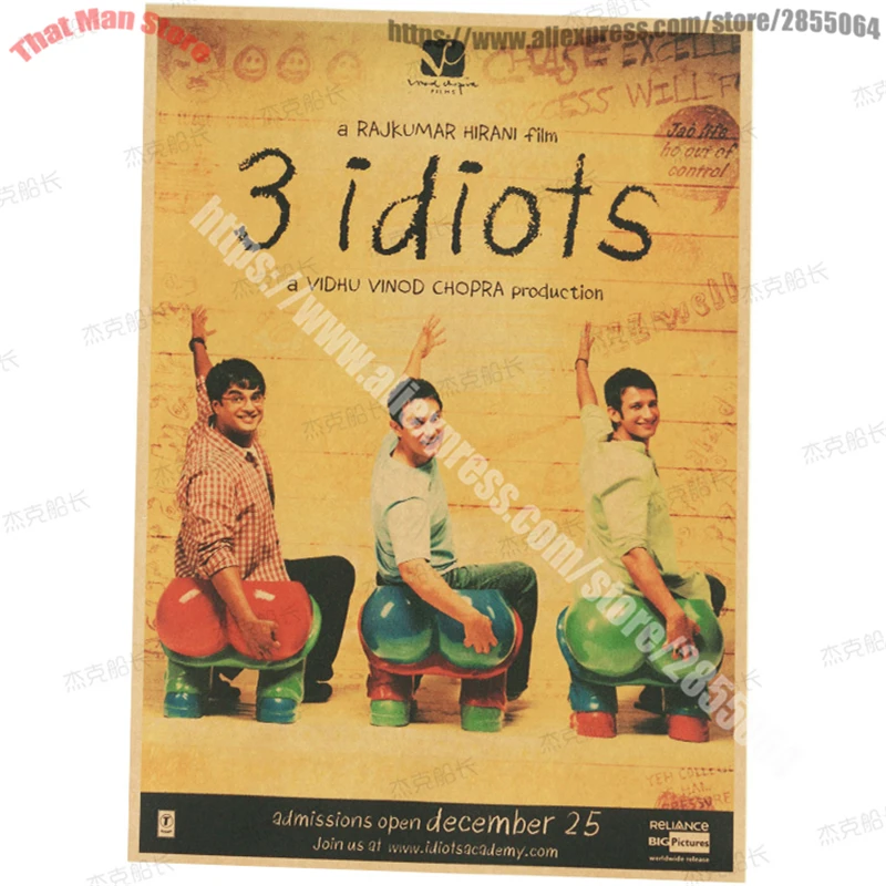3 идиота забавная крутая индийская комедия пленка декоративные винтажные