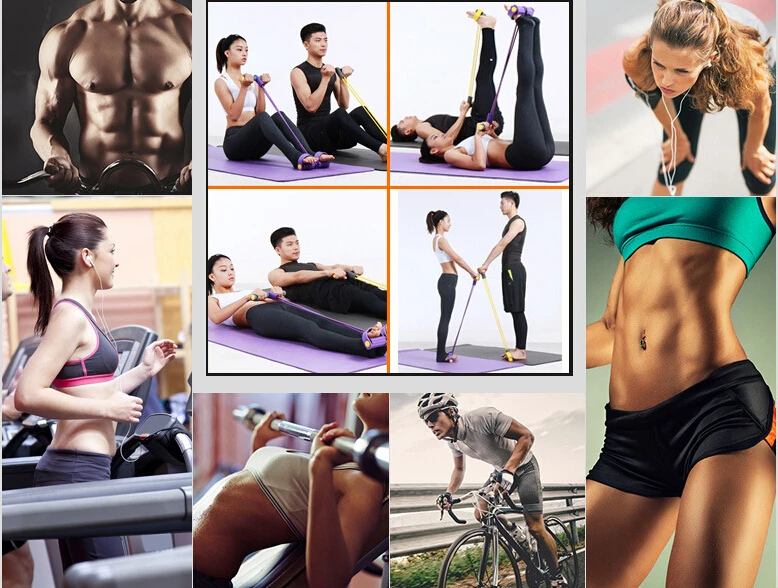 Эспандеры для фитнеса с 2 трубками/4 трубками латексные педальные тренажеры