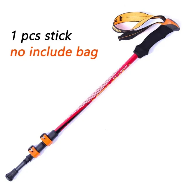 1 pcs red no bag Пионер ультра-легкий Регулируемый Кемпинг Туризм Прогулки Треккинг палка альпеншток углеродное волокно Альпинизм лыжи треккинг Полюс - Цвет: 1 pcs red no bag