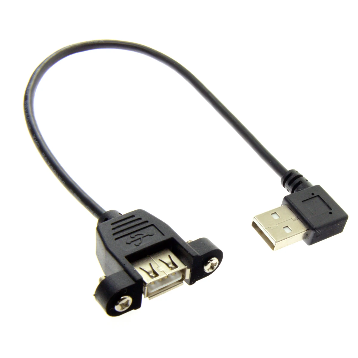 

NGFF USB 2.0 A Male Connector 90 Degree Left Angled to Female Extension Cable With Panel Mount Hole