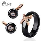 Комплект из кольца и серёг, цвета розового золота 585 пробы