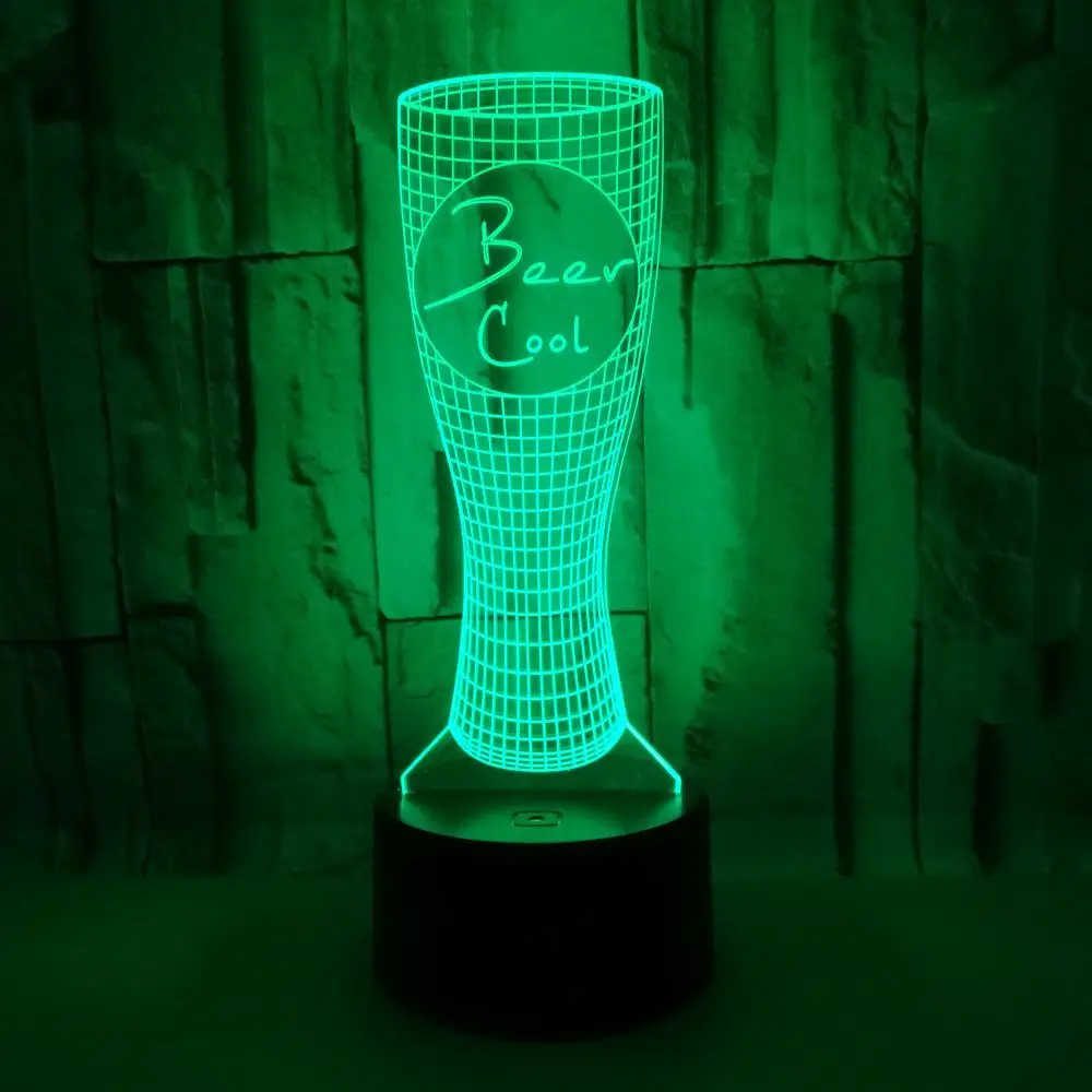 Пивной стеклянный красочный 3d светильник сенсорный пульт дистанционного