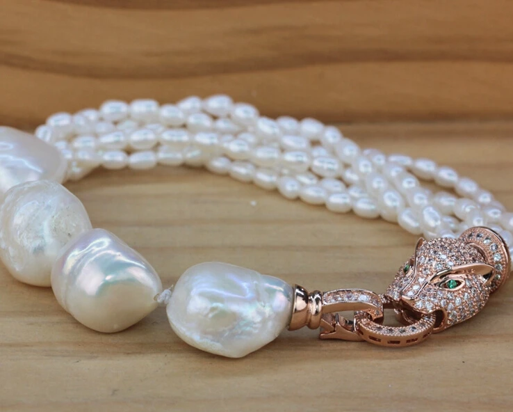 Новый браслет с пантерой преувеличенный натуральными маленькими бусинами