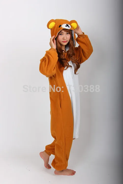 Забавный аниме рилаккума животное медведь Onesie для женщин мужчин и взрослых
