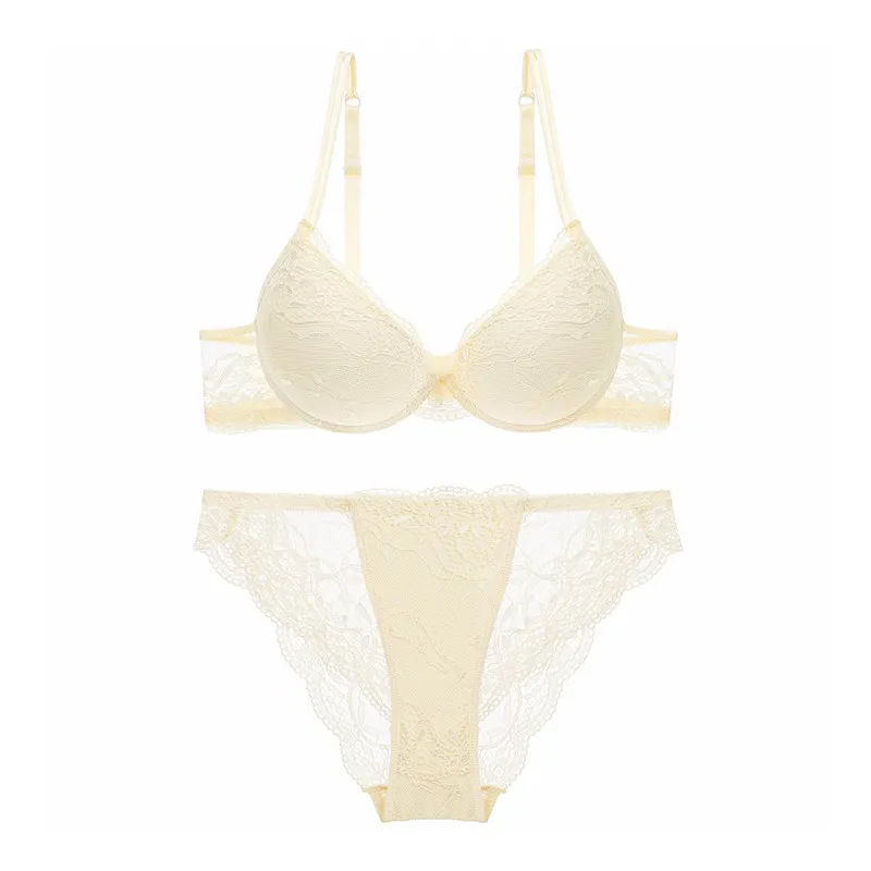 Varsbaby 3 Sets/Lot sexy floral lace deep V push up underwear bra and panty sets