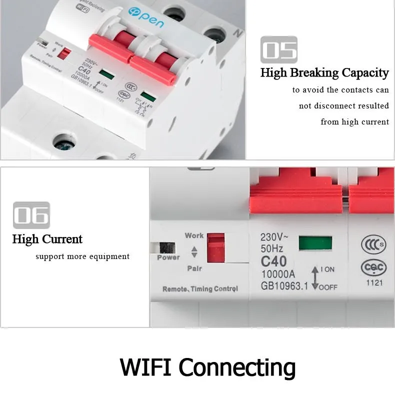 Открытый 1P 40A пульт дистанционного управления Wifi автоматический выключатель/умный переключатель/интеллектуальный автоматический повторитель перегрузки/Защита от короткого замыкания