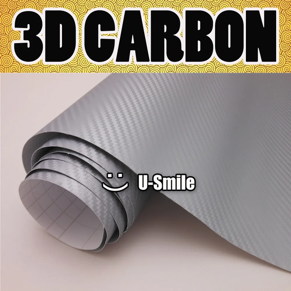 

Premium 3D Silver Carbon Fiber Sheet Silver 3D Carbon Fiber Vinyl Wrap Air Release Car Wrapping Size:1.52X30M/Roll