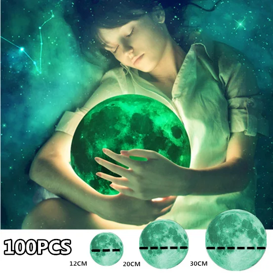 

100 PCS Luminous Moon Earth Cartoon Wall Stickers Kids Room Bedroom Glow DIY 3D In The Dark Wall Sticker Home Decor Living Room