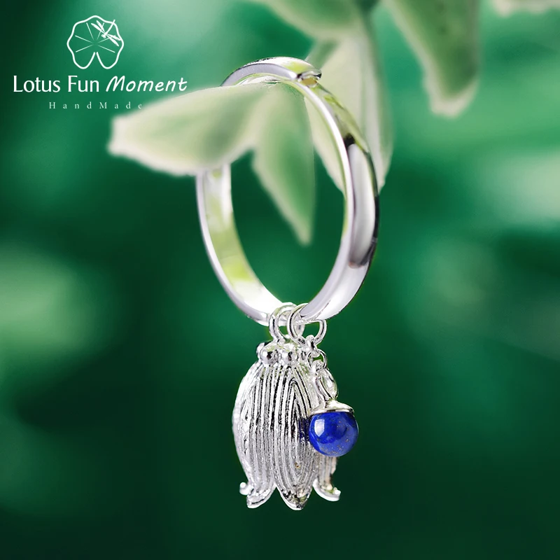 Lotus Fun Moment реального 925 пробы серебро Винтаж кольцо натуральный камень Модные