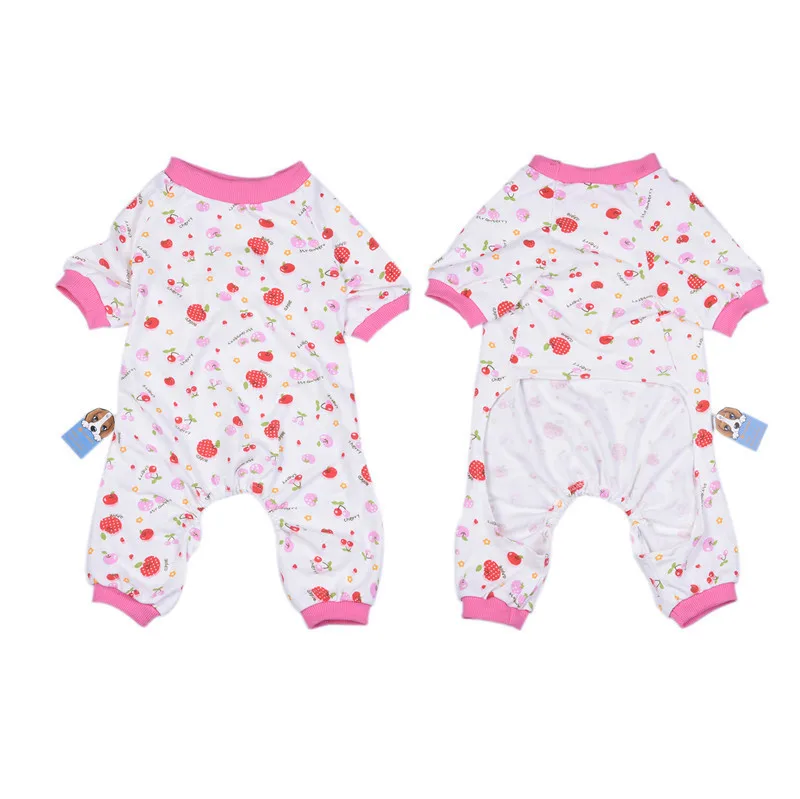 Cotton Jumpsuits Pink cherry pattern clothes for Pet Dog Cute Cherry Design Soft Cloth Puppy Clothing Clothes|dog puppy clothing|dog dogsjumpsuit dog