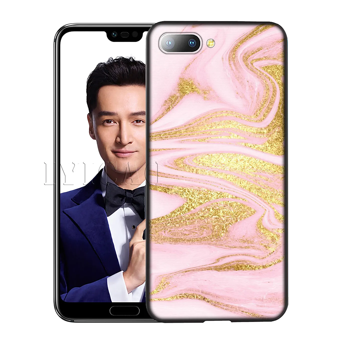 IYICAO Gold Pink rose Glitter Dust love Soft Case for Huawei Y7 Y6 Prime Y9 2018 Honor 8C 8X 8 9 10 Lite 6A 7C 7X 7A Pro |