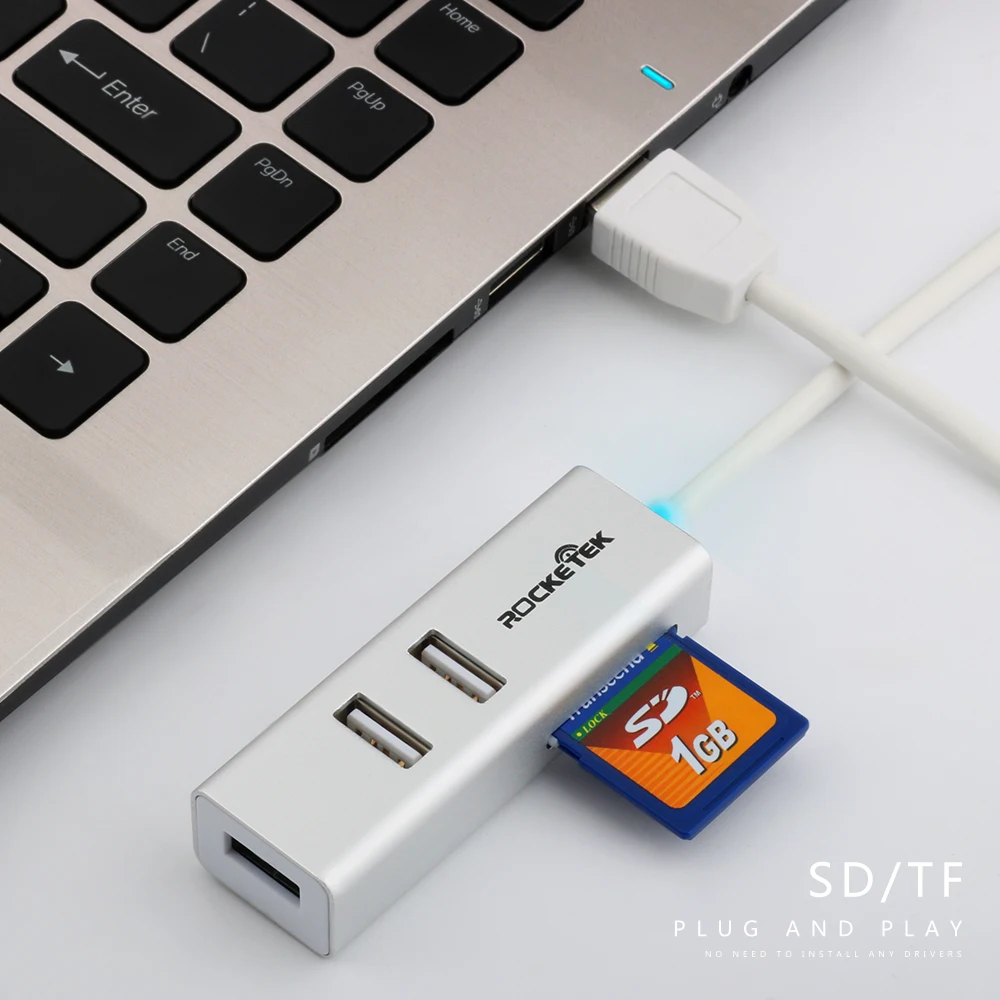 Игровая мышь Rocketek Мульти usb 3,0 концентратор 3 порта адаптер-разветвитель Алюминий SD/TF кард-ридер для MacBook Air ноутбук аксессуары