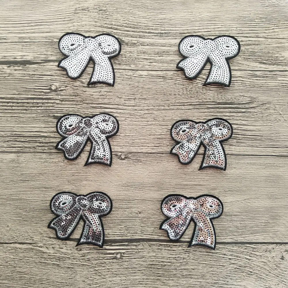 6 шт./лот аппликация в виде банта расшитые блестками железные на блёстках патчи