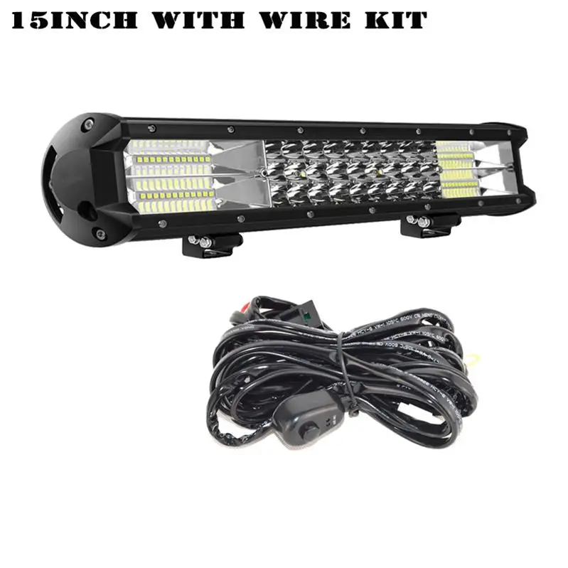 216w with wire kit 12 15 17 20 23 дюймов 180W 216W 252W 288W Светодиодный рабочий светильник баров комбо 4x4 внедорожный светодиодный светильник бар для трактора лодка 4WD грузовиков 4x4 ATV - Цвет: 216w with wire kit