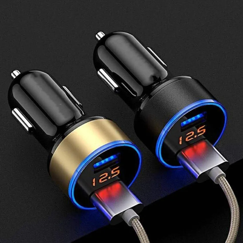 Автомобильное зарядное устройство QC 3 0 с двумя USB портами 12 В мини-зарядное для