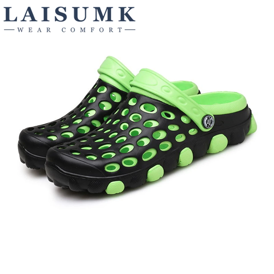 LAISUMK Summer Mens Clogs Beach Slippers For Men Garden Shoes Mule Fashion Candy Color Adult Clog EVA Materials | Обувь