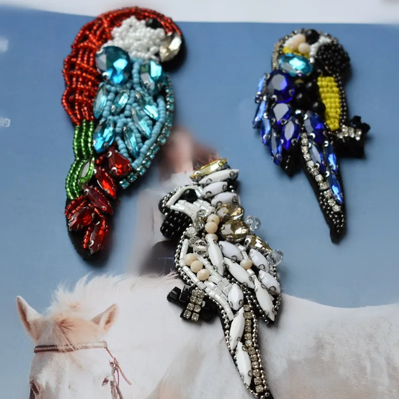 3D Ручная работа Стразы бисерные нашивки птицы пришивать на нашивка одежду с