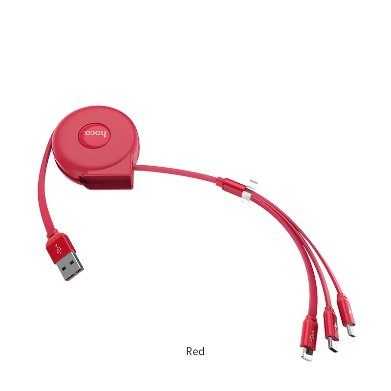 Красный НОСО 3 в 1 цинковый сплав зарядный дата кабель для Apple iPhone Lightning Micro USB Type C для Samsung Xiaomi Плоский Провод Лапша Зарядка Шнур для Айфона Айпада Самсунга Сяоми Провод ЮСБ три в одном Универсальный - Цвет: Красный