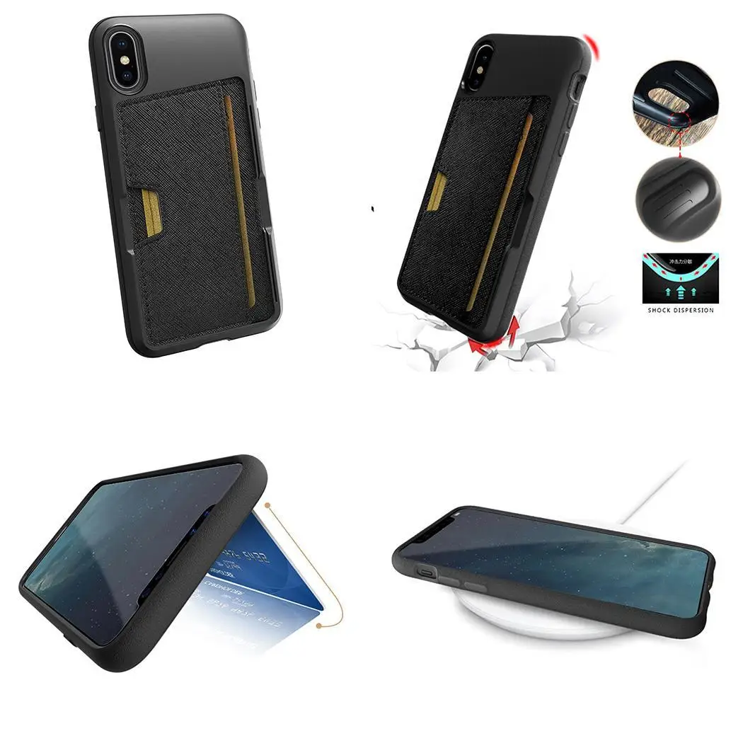 Унисекс Твердый чехол для телефона защитный с бумажником многослойный красный