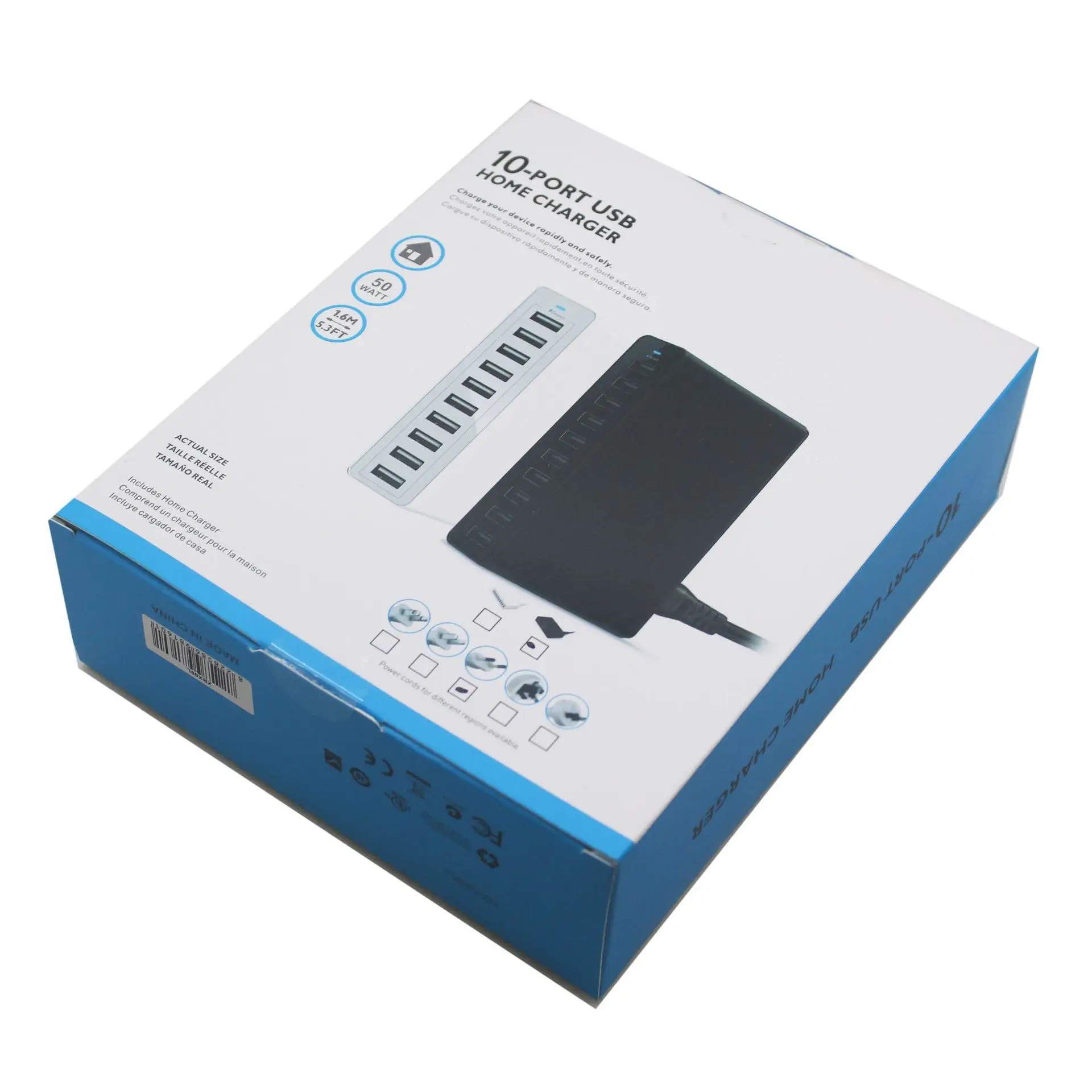 Быстрая зарядка 10 Порты несколько USB Зарядное устройство для рабочего стола, Зарядное устройство 5V 10A 50 Вт смарт быстрой зарядки мобильного Зарядное устройство для iPhone samsung xiaomi
