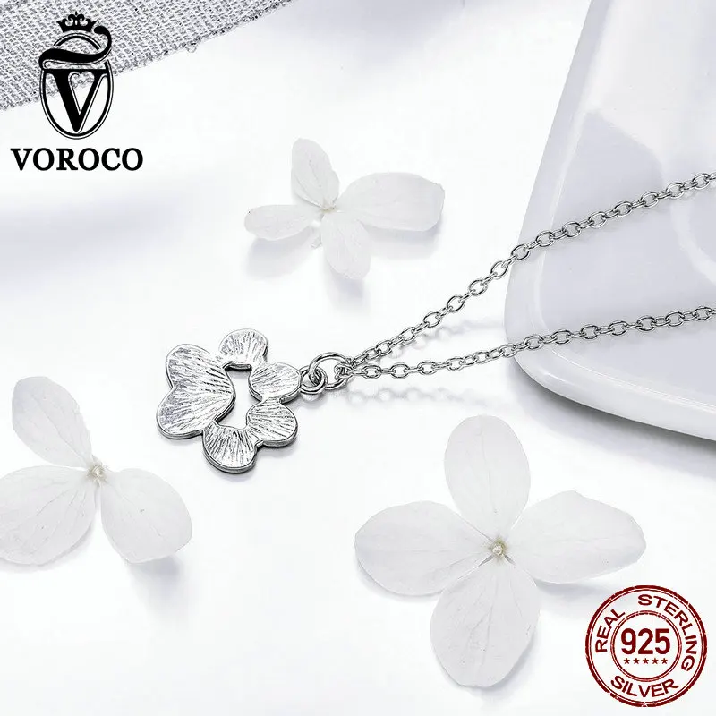 VOROCO модное Настоящее 925 пробы Серебряное домашнее животное собака следы лап милое ожерелье цепь для женщин кулон ювелирные изделия BKN275