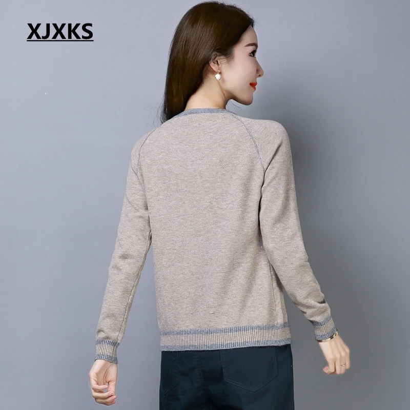 XJXKS, женские свитера и пуловеры, для молодых леди, Modis, топ, вязаный, Pull Femme, высокое качество, шерстяной джемпер, женский свитер