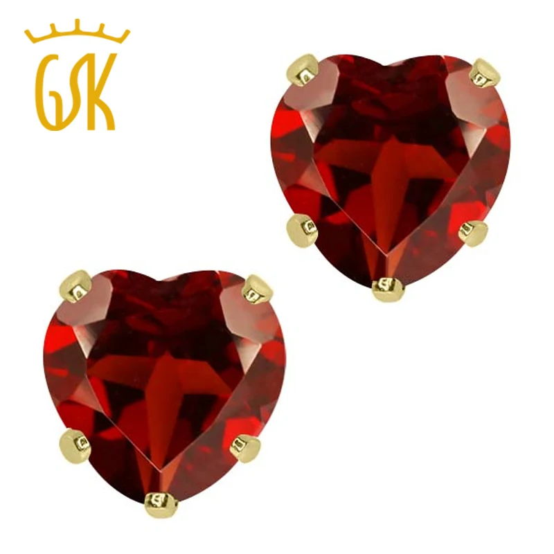 Золотые ювелирные изделия GemStoneKing 1.80Ct в форме сердца 6 мм красный натуральный